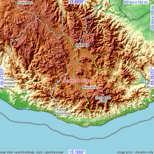 Topographic map of Coatecas Altas