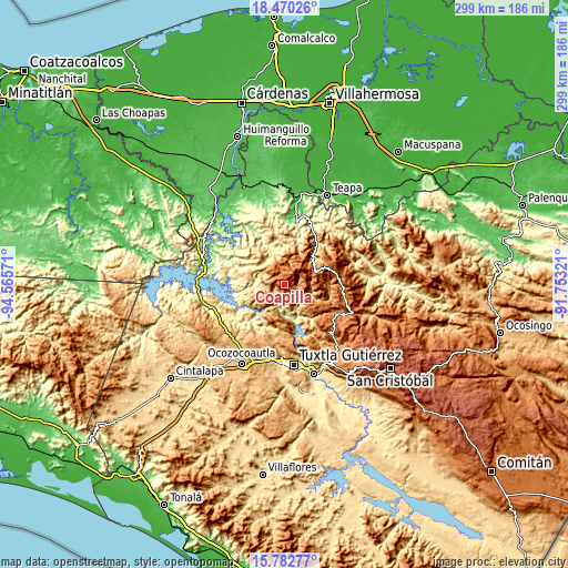 Topographic map of Coapilla