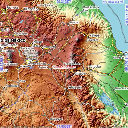 Topographic map of Ciudad Serdán