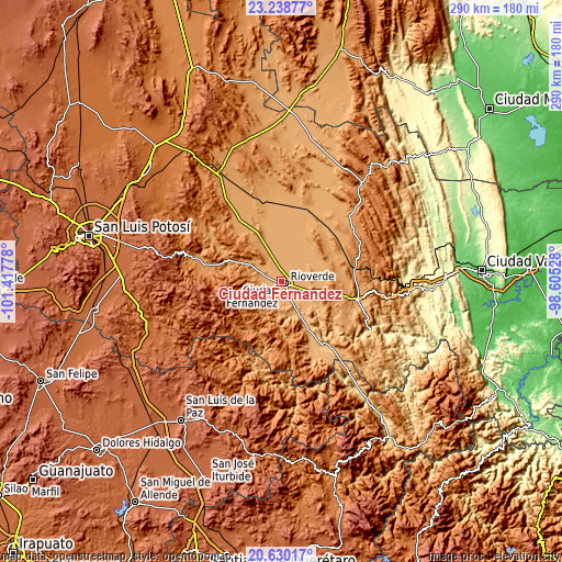 Topographic map of Ciudad Fernández