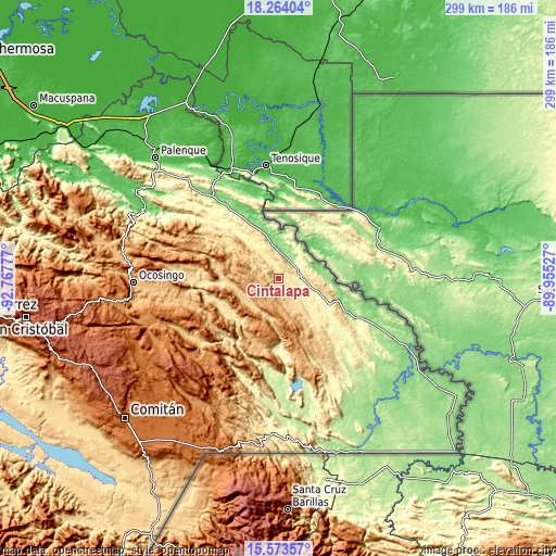 Topographic map of Cintalapa