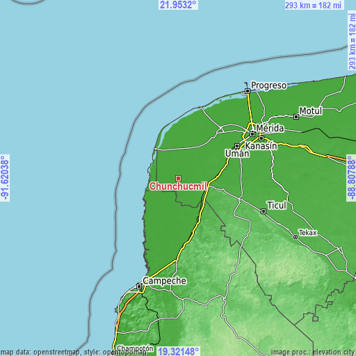 Topographic map of Chunchucmil