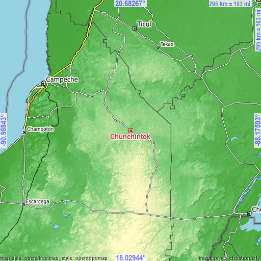 Topographic map of Chunchintok