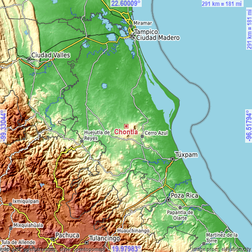 Topographic map of Chontla