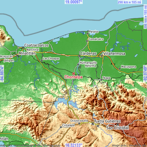 Topographic map of Chontalpa