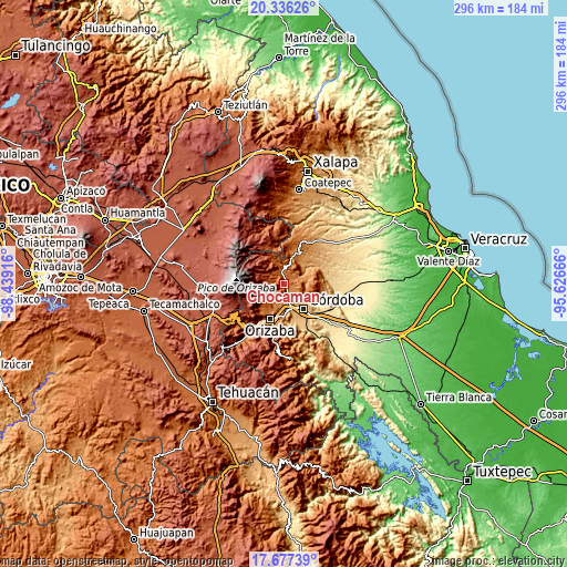 Topographic map of Chocamán