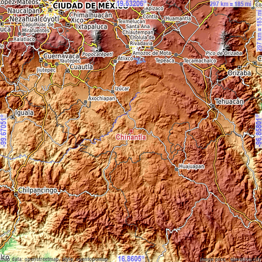 Topographic map of Chinantla