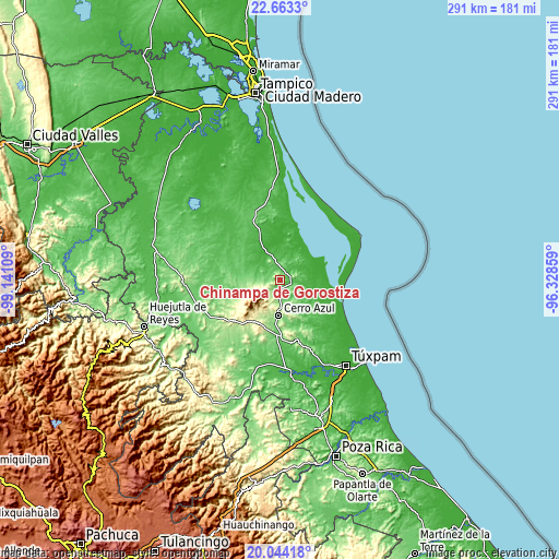 Topographic map of Chinampa de Gorostiza