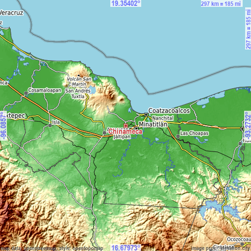 Topographic map of Chinameca