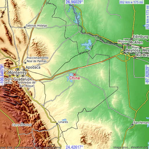 Topographic map of China