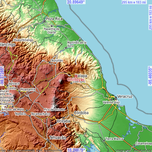 Topographic map of Chiltoyac