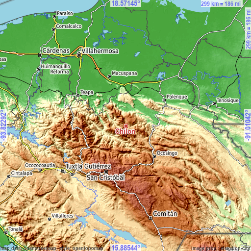 Topographic map of Chilón