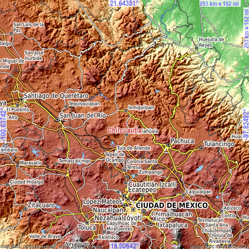 Topographic map of Chilcuautla