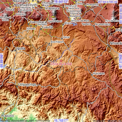 Topographic map of Chila de la Sal