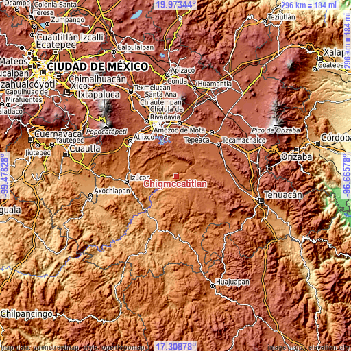 Topographic map of Chigmecatitlán