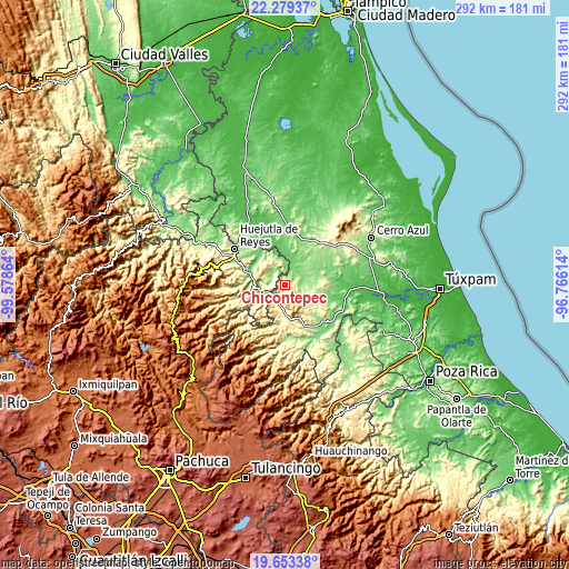 Topographic map of Chicontepec