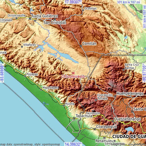 Topographic map of Chicomuselo