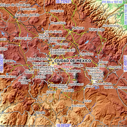 Topographic map of Chicoloapan