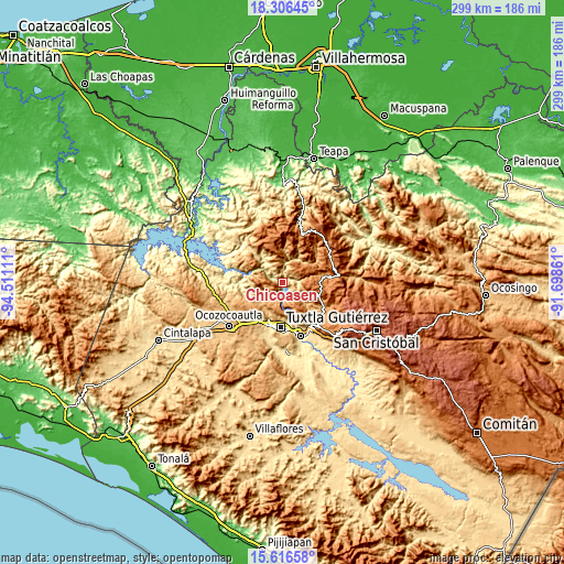 Topographic map of Chicoasén