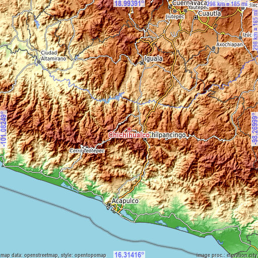 Topographic map of Chichihualco