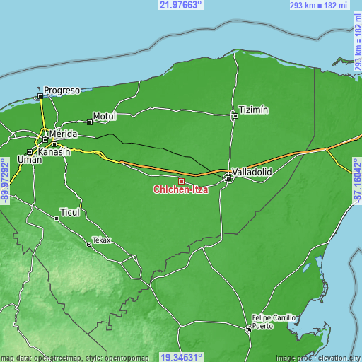 Topographic map of Chichén-Itzá