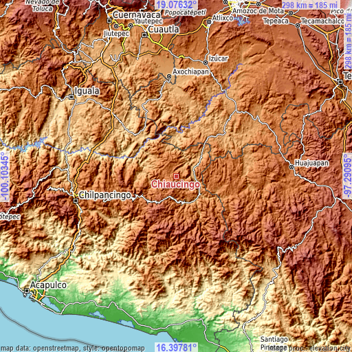 Topographic map of Chiaucingo