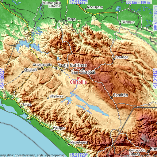 Topographic map of Chiapilla