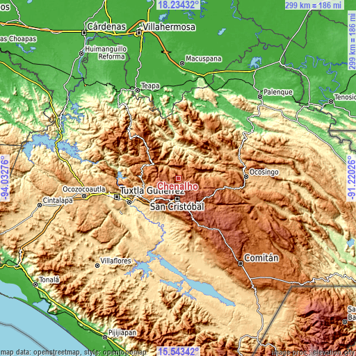 Topographic map of Chenalhó