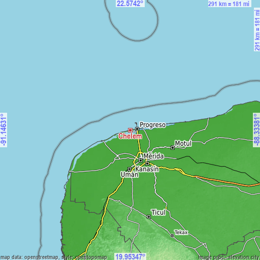 Topographic map of Chelem