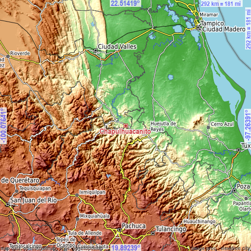 Topographic map of Chapulhuacanito