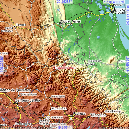 Topographic map of Chapulhuacán