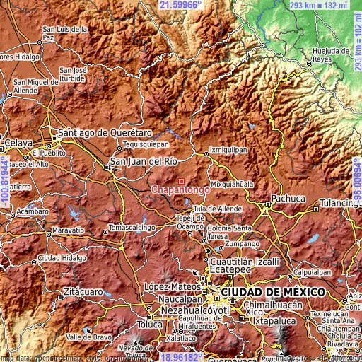 Topographic map of Chapantongo