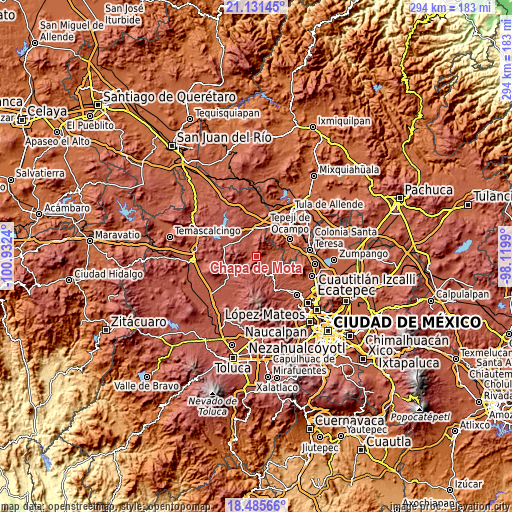 Topographic map of Chapa de Mota