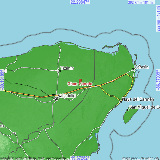 Topographic map of Chan Cenote