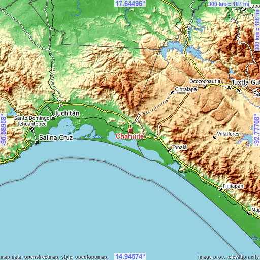 Topographic map of Chahuite