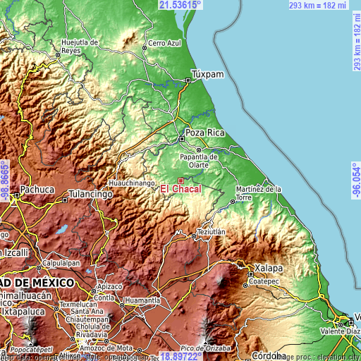 Topographic map of El Chacal