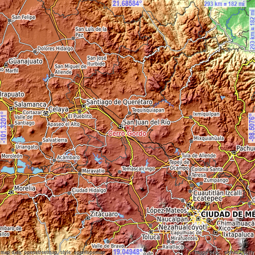 Topographic map of Cerro Gordo