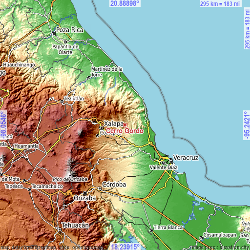 Topographic map of Cerro Gordo
