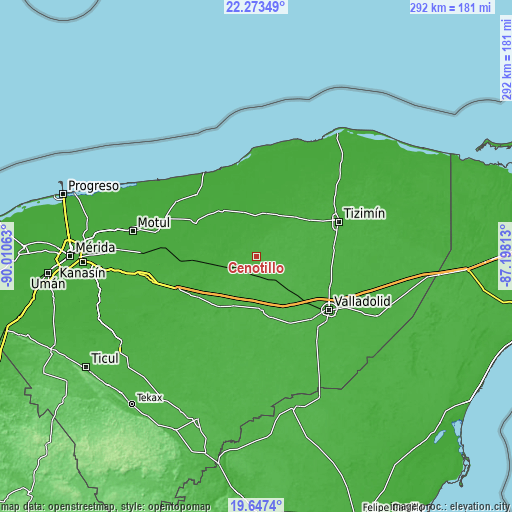 Topographic map of Cenotillo