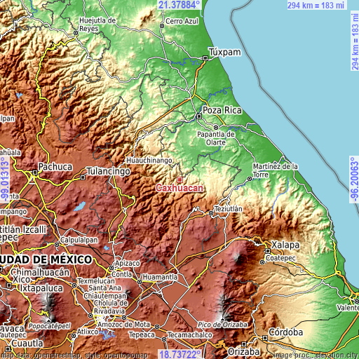 Topographic map of Caxhuacán