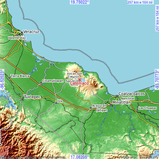 Topographic map of Catemaco