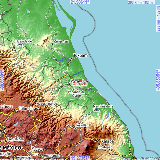 Topographic map of Carrizal