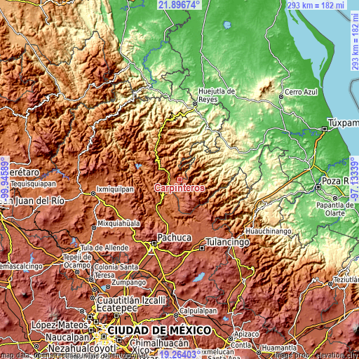 Topographic map of Carpinteros