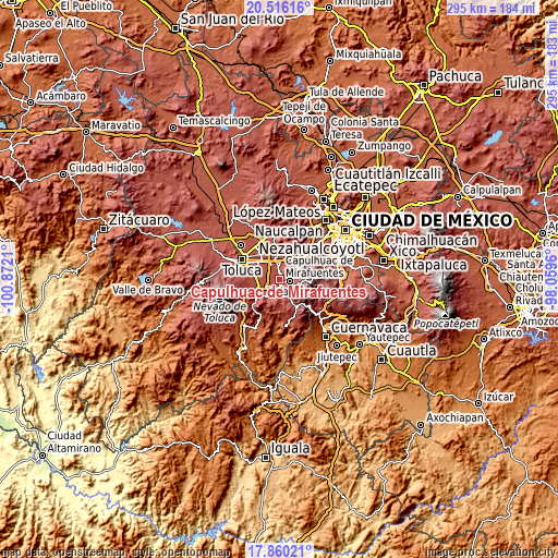 Topographic map of Capulhuac de Mirafuentes