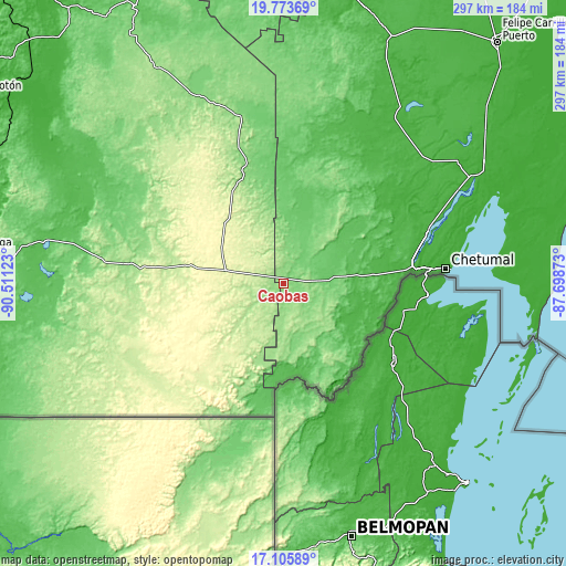 Topographic map of Caobas