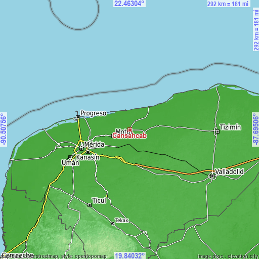 Topographic map of Cansahcab
