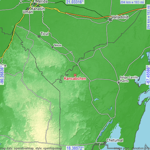 Topographic map of Kancabchén