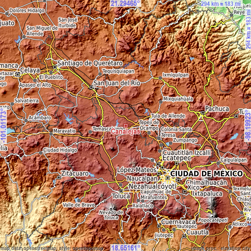 Topographic map of Canalejas