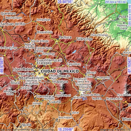 Topographic map of Calpulalpan