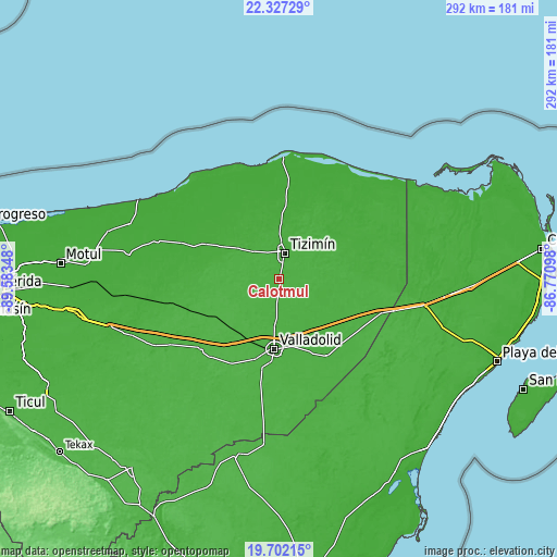 Topographic map of Calotmul